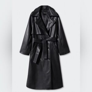 MANGO black faux leather trench